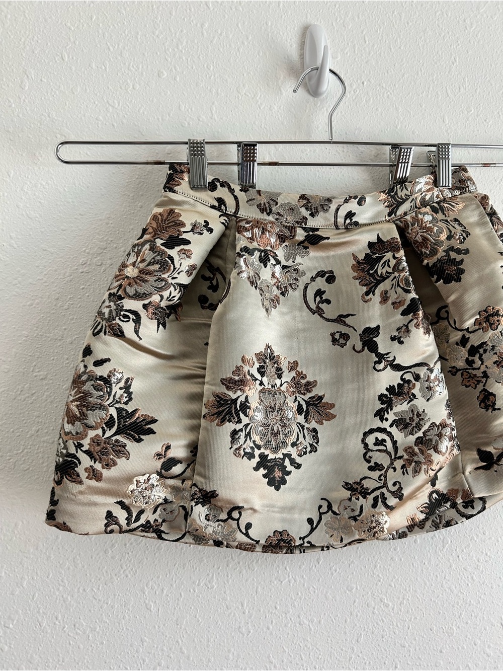 Free People Benjamine Mini Skirt Women's Size 0 Brown Beige Floral Jacquard - Picture 3 of 11